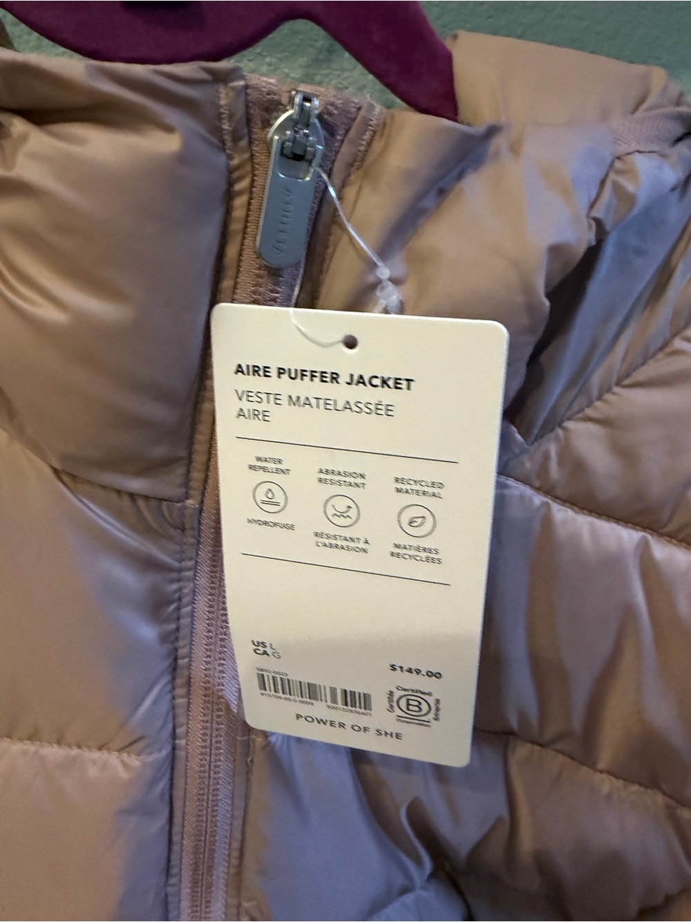 NWT Athleta Aire  Puffer Jacket with Hood size Large - Picture 2 of 7